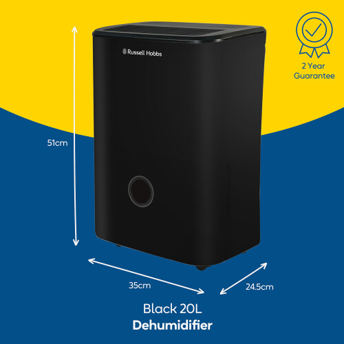 Russell Hobbs Russell Hobbs 20L Dehumidifier 50m2 Room Smart Timer Black RHDH2002B 1