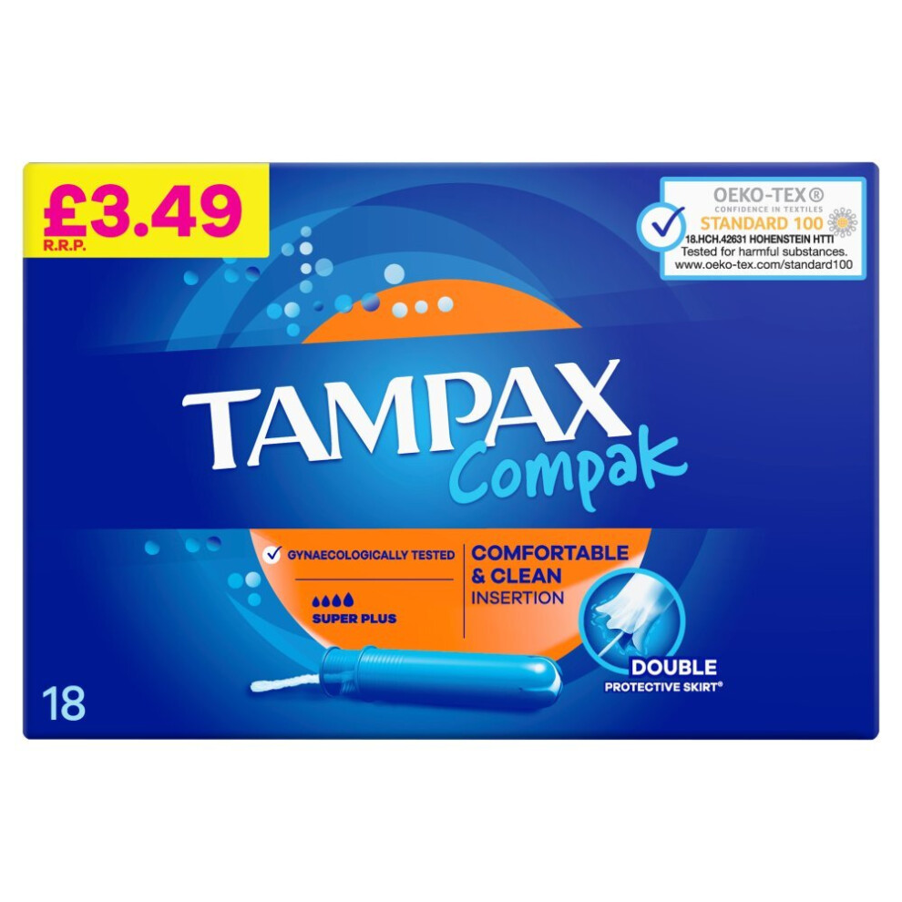 Tampax Compak Super Plus Tampons With Applicator x18 ( pack of 6 )