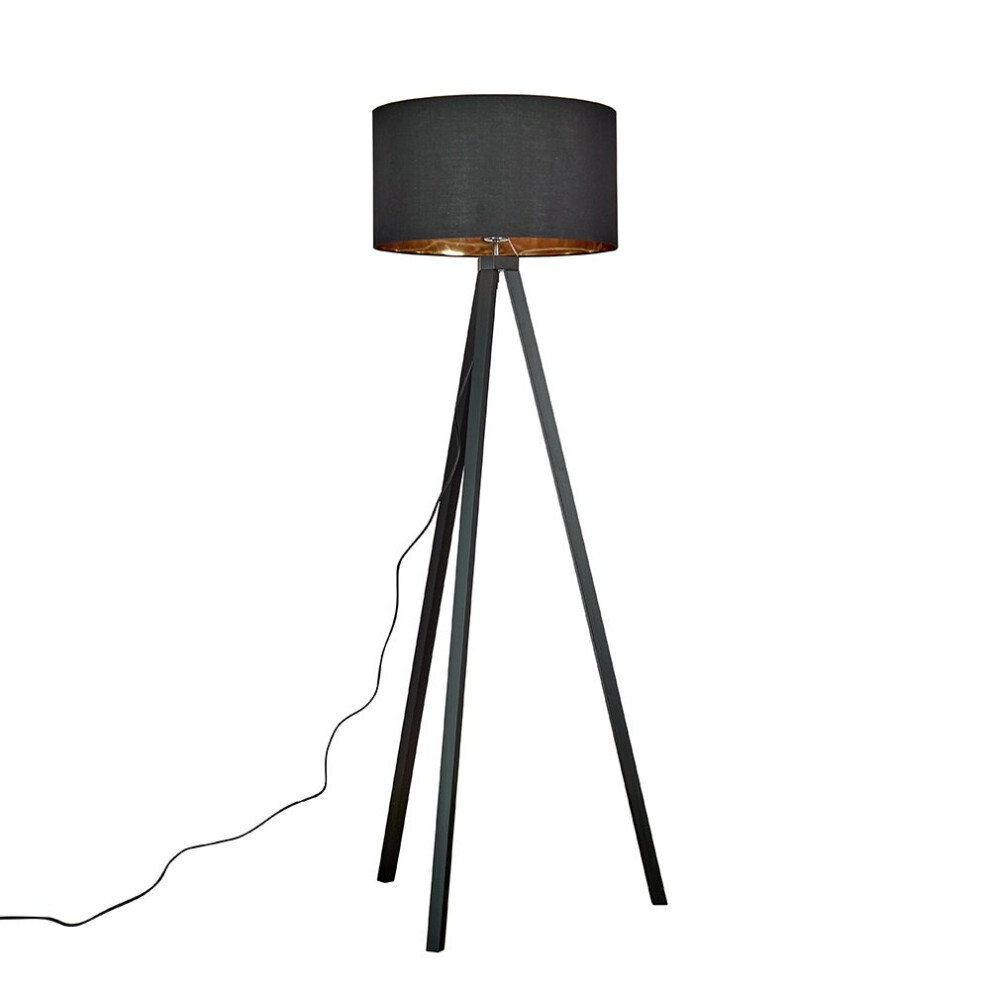Barbro Tripod Drum Black Floor Lamp