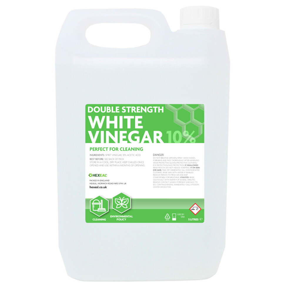 Hexeal Double Strength White Vinegar | 5L | Grease remover and Surface cleaner