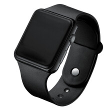 (StyleB) Stylish Unisex Waterproof Led Digital Watch With Night Light Electroplated Sunglasses Pu Strap Square Dial Shell Black Strap