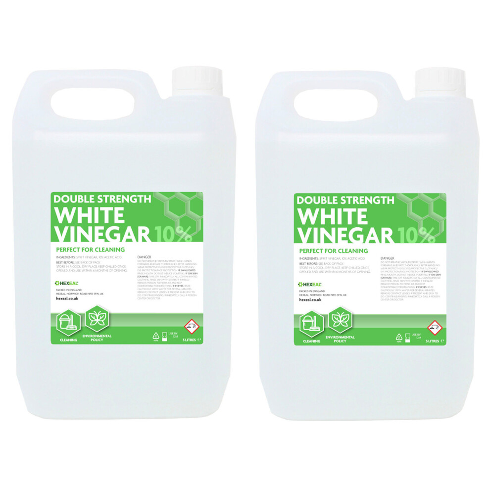 Hexeal Double Strength White Vinegar | 10L | Grease remover and Surface cleaner