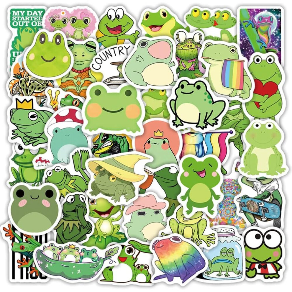 Mascot Cute Frog Stickers,100 Pcs Vinyl Aesthetic Kawaii Frog Kids Stickers For Laptop Water Bottle Scrapbooking