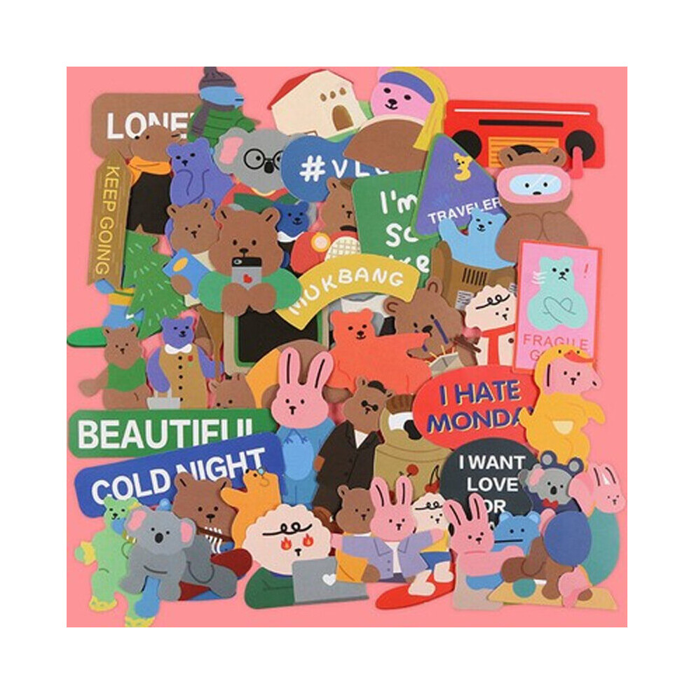 Mascot 50Pcs Korea Cute Bear Stickers Waterproof Vinyl Stickers Cute Funny Stickers For Laptop Tablet Phone Hydroflasks Water Bottle Bike Luggage Computer
