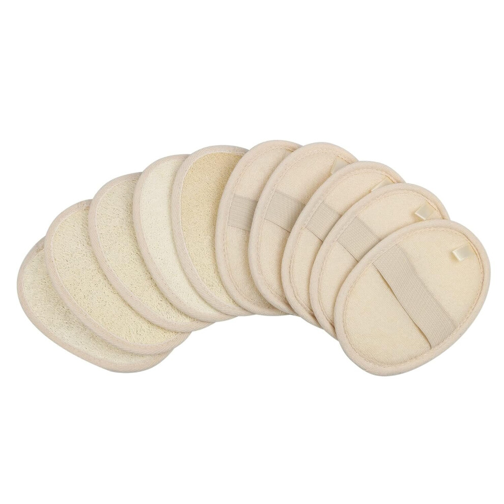 Mascot 10 Packs Exfoliating Loofah Sponge Pads,Large 4X5.7-100% Natural Luffa And Terry Cloth Materials (10 Pack)