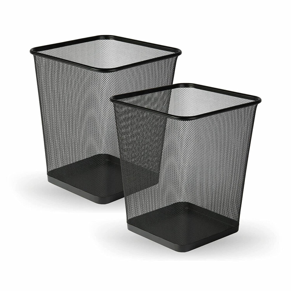 (Pack of 2) MantraRaj 10L Square Mesh Wastebasket Trash Can Lightweight And Sturdy Pack Of 1/2 Metal Waste Paper Bin Garbage Rubbish Bin