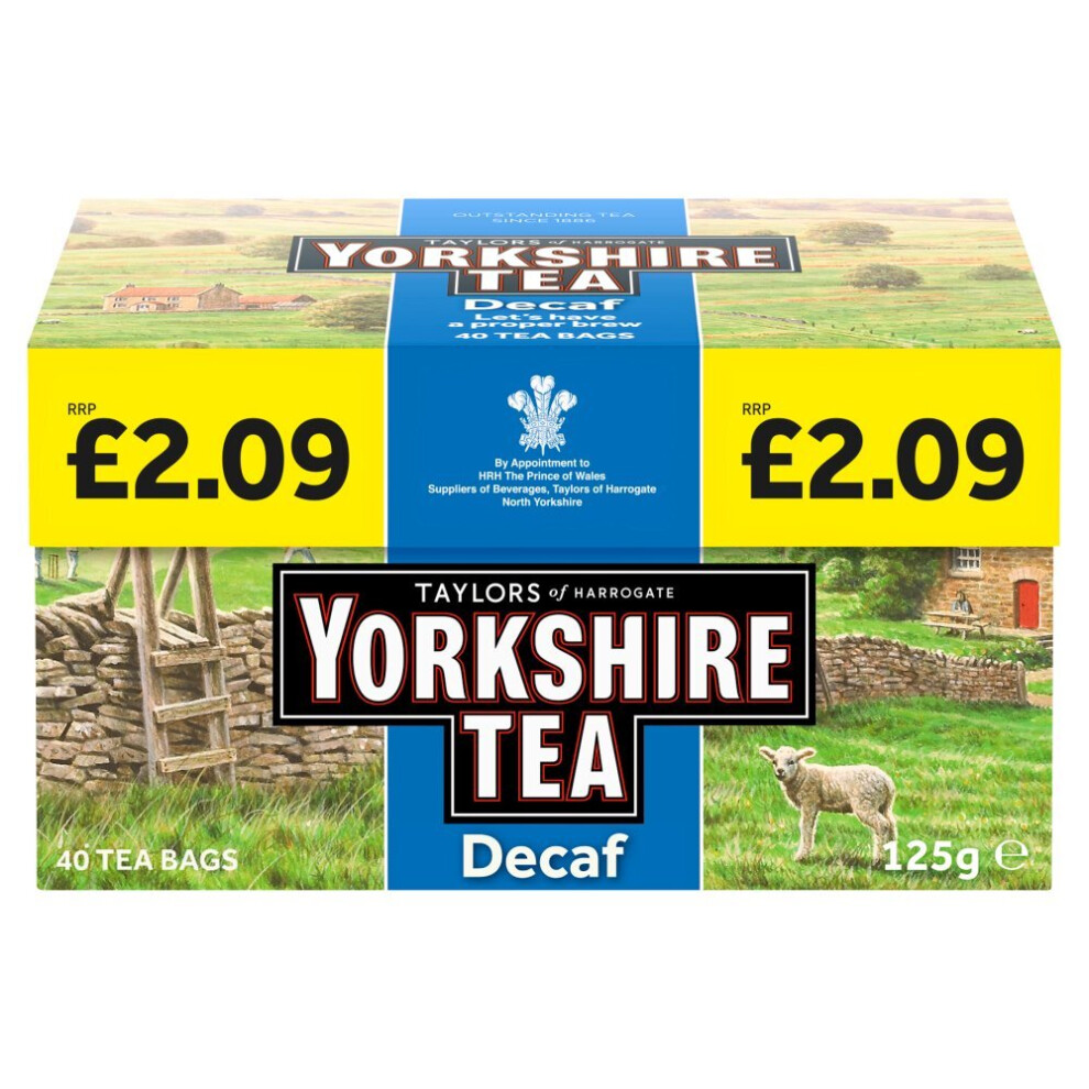 Taylors of Harrogate Yorkshire Tea Decaf 40 Tea Bags 125g( pack of 5 )