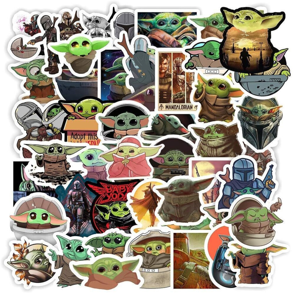 Baby_Yoda Stickers [50pcs] Laptop Vinyl Waterproof Stickers, Water Bottle Car Mug Computer Guitar Skateboard Luggage Bike Bumper, Gift for Kids