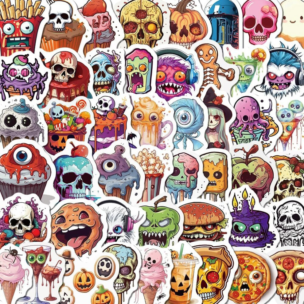 Mascot Halloween Stickers, 50 Pcs For Kids Adult Water Bottle, Pumpkin And Food Waterproof Stickers, Laptop Skateboard Vinyl Stickers And More.