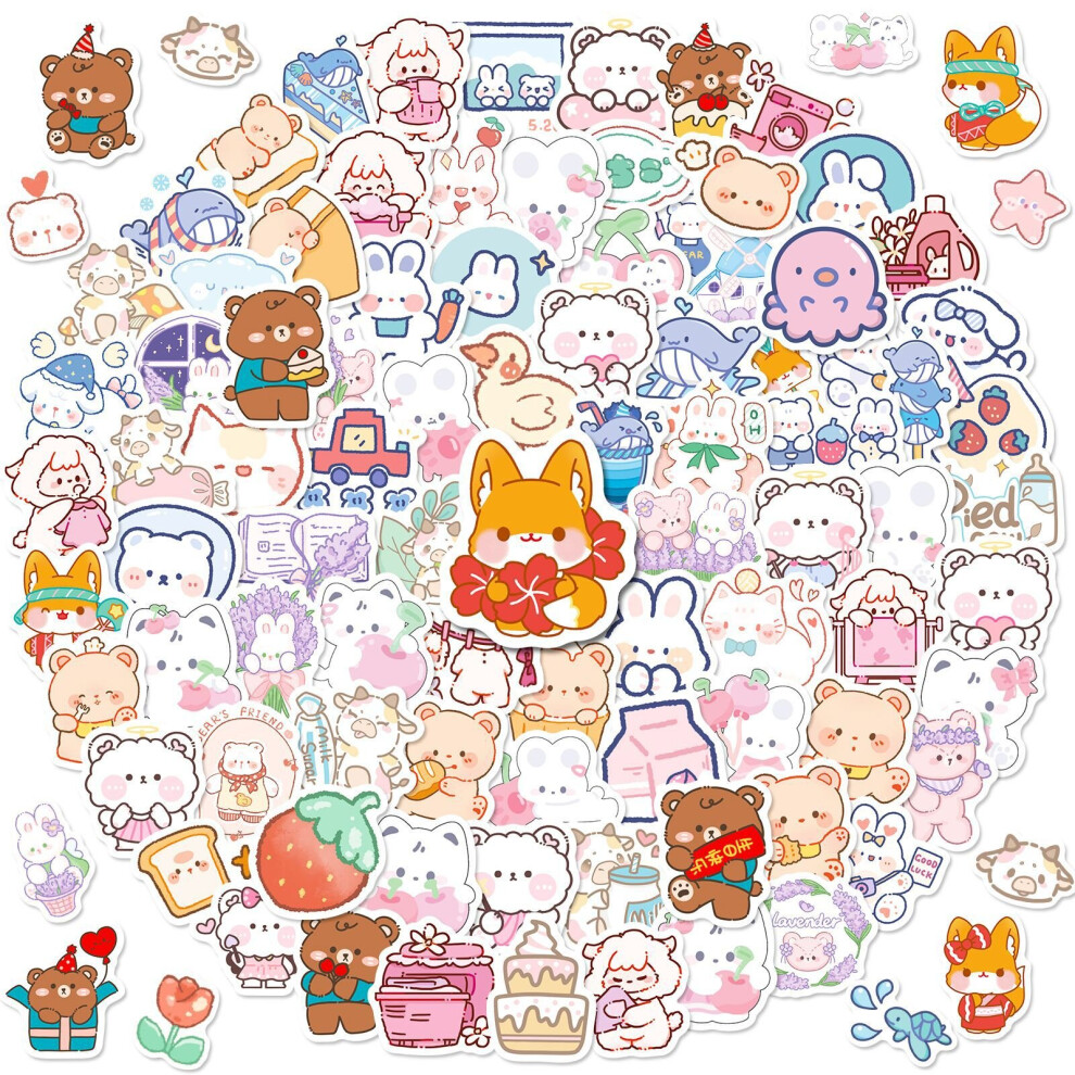 100Pcs Cute Stickers, Aesthetic Vinyl Waterproof Stickers for Laptop,Bumper,Skateboard,Water Bottles,Computer,Phone, Cute Anime Stickers