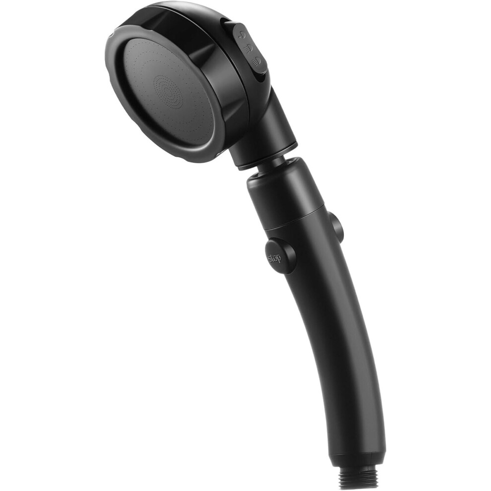 High Pressure Shower Head,3-Settings Handheld Showerhead with ON/Off Full Shutoff Push Button,Angle-Adjustable Water Saving Body Spray(Matte Black)