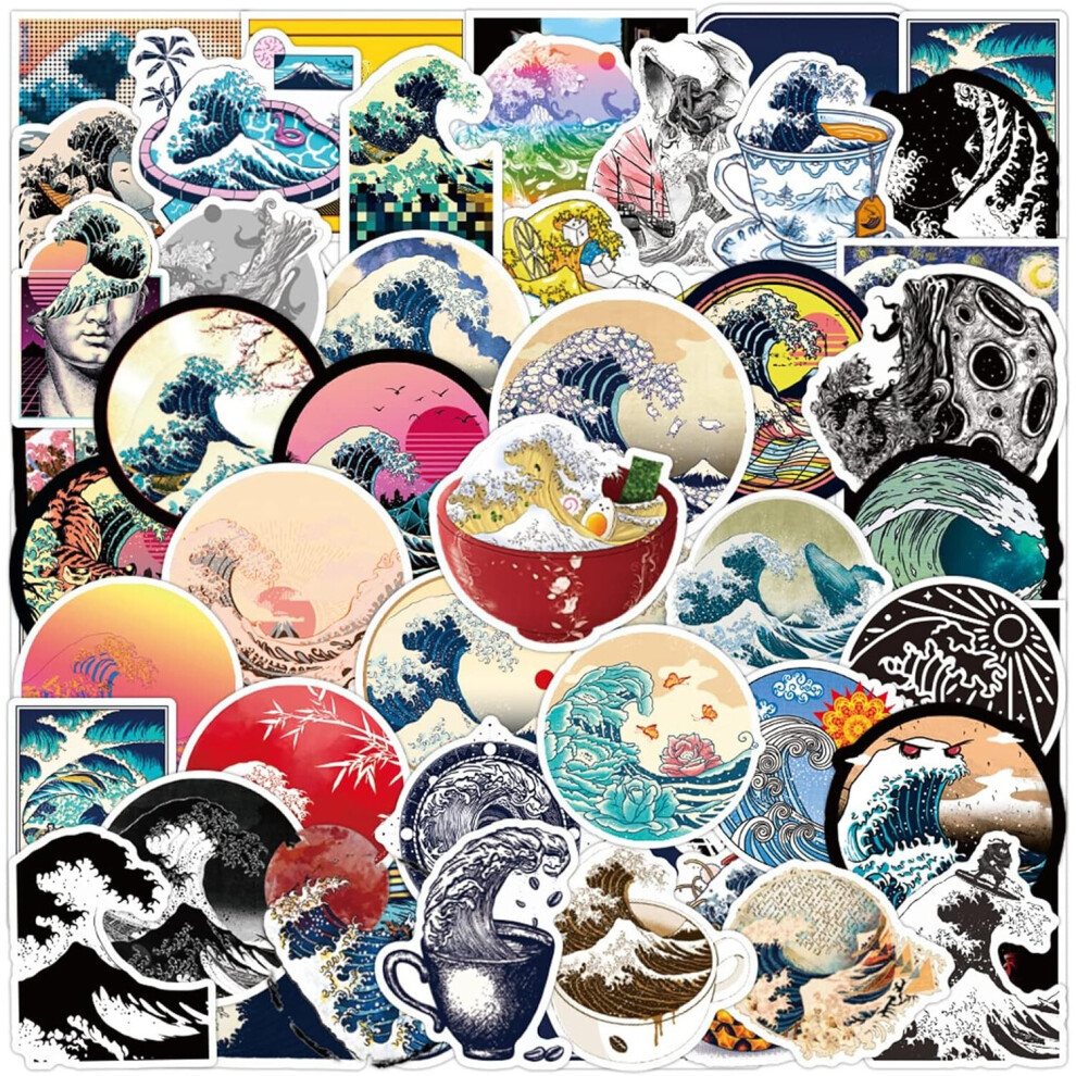 Mascot 50 Wave Sticker Waterproof Vinyl Is Suitable For Water Bottles, Bicycles, Notebooks, Refrigerators, Suitcases, Computers And Skateboards.