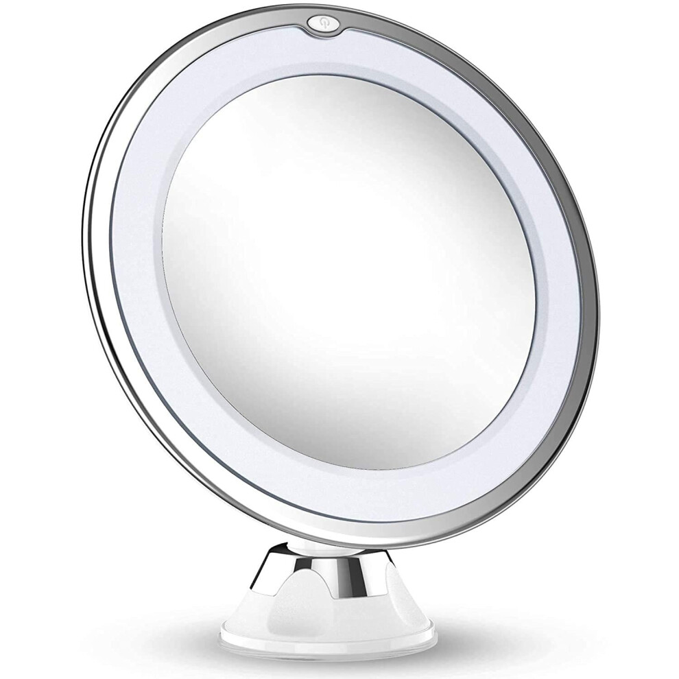 Updated 10X Magnifying Makeup Vanity Mirror with Lights, LED Lighted Portable Hand Cosmetic Magnification Light Up Mirrors