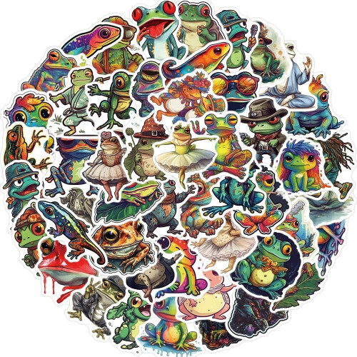 50Pcs Psychedelic Frog Stickers Pack, Waterproof Vinyl Stickers for ...