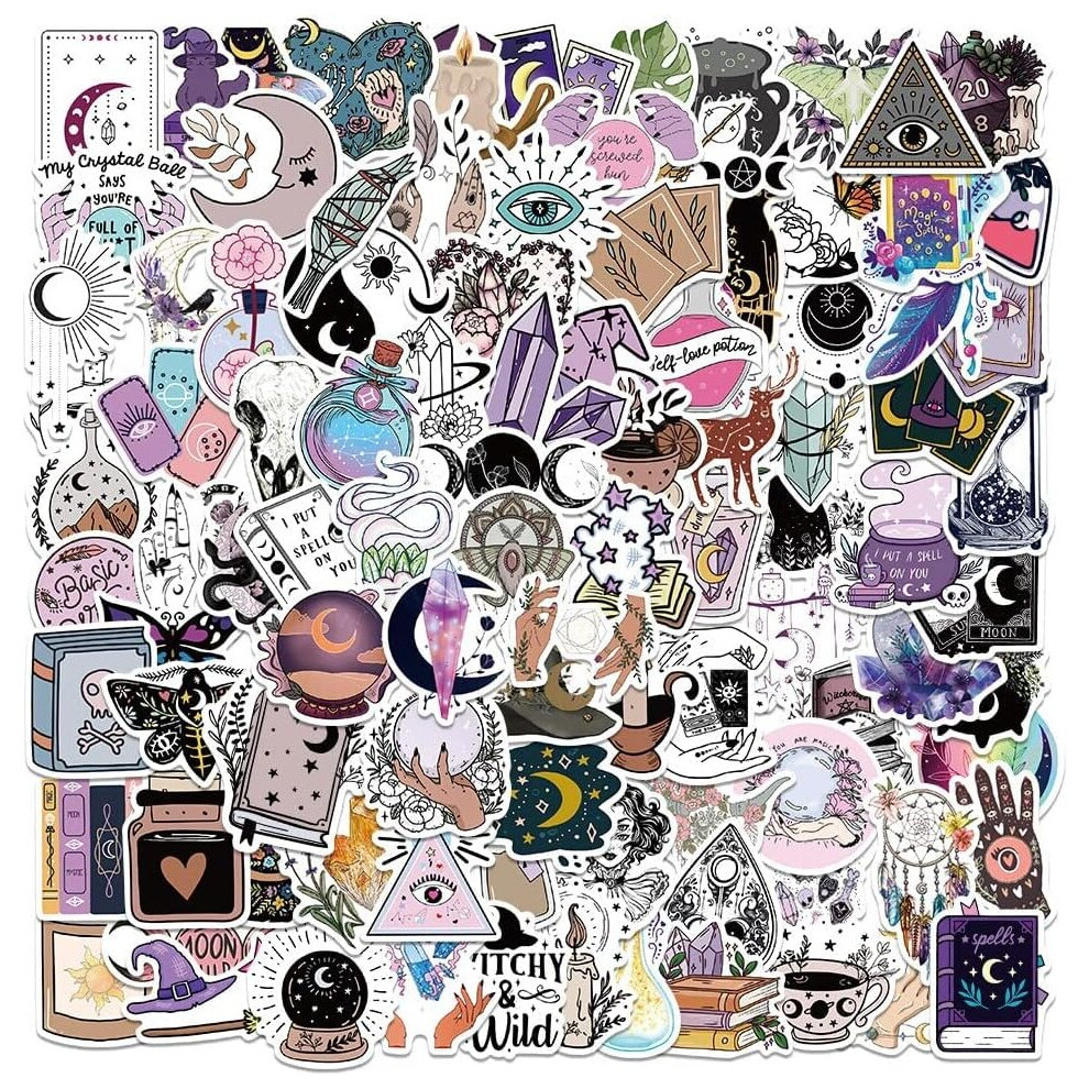 Mascot 00Pcs Cartoon Witch Magic Mysterious Apothecary Stickers, Vinyl Waterproof Decals For Laptop,Computer,Cellphone,Water Bottle,Skateboard Stickers Purple