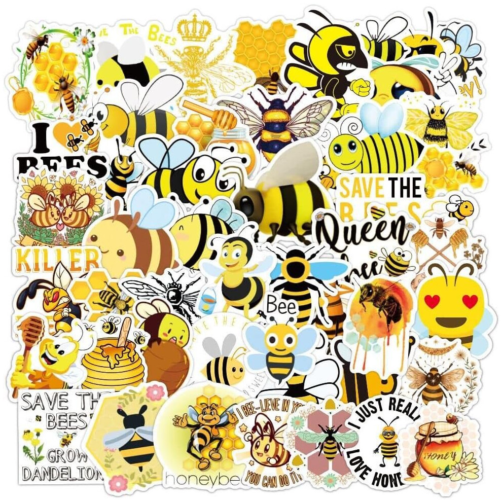 Mascot 50Pcs Cartoon Bee Stickers Waterproof Vinyl Cute Funny Stickers Notebook Phablet Hydrofoil Kettle Bicycle Luggage Computer