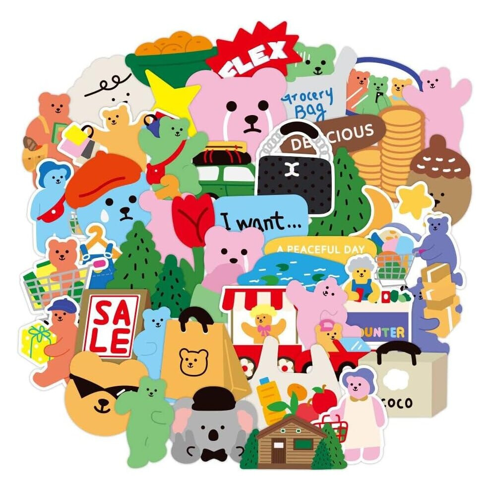 Mascot 50Pcs Cute Animal Bear Stickers Waterproof Vinyl Cute Funny Stickers Suitable For Laptop Phablet Hydrofoil Kettle Bike Luggage Computer