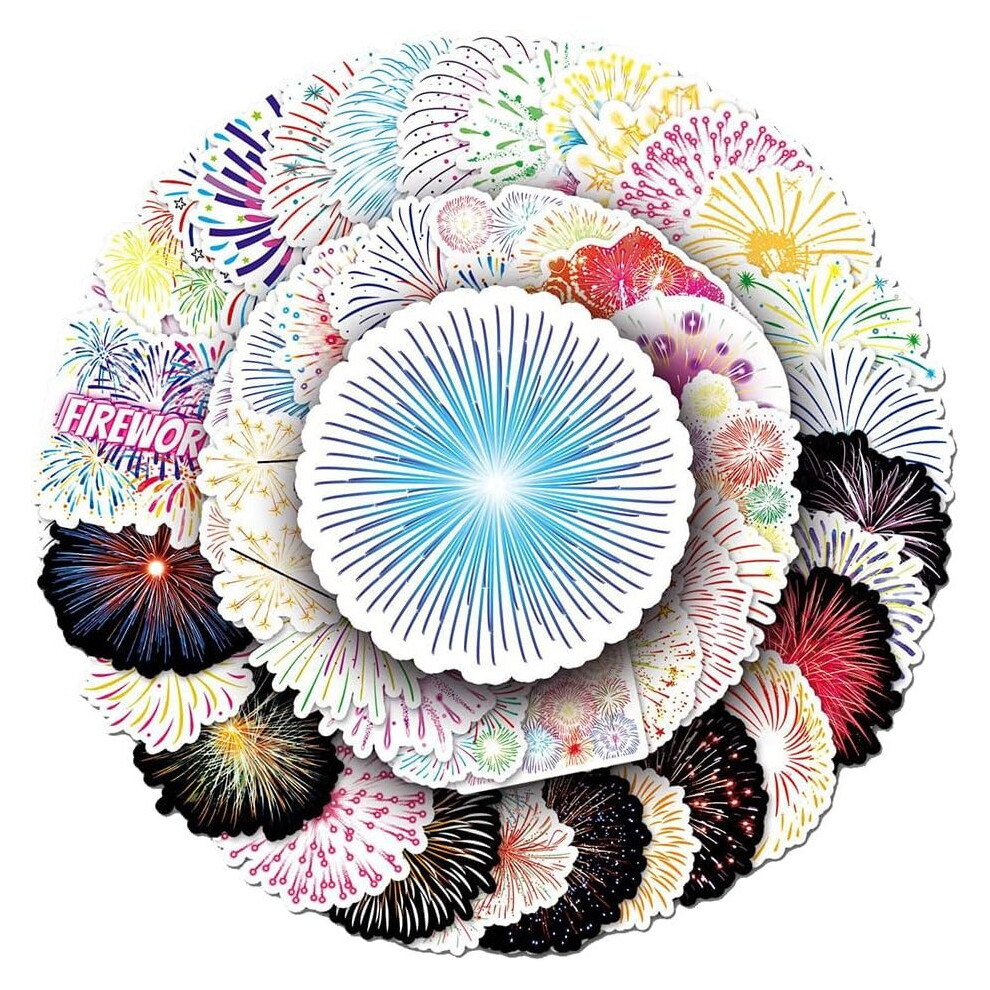 Mascot Exquisite Fireworks Waterproof Vinyl Stickers Stickers For Waterbottles Notebook Laptop Cup Car Scrapbook Luggage,Funny Decals Pack(Fireworks-50Pcs)