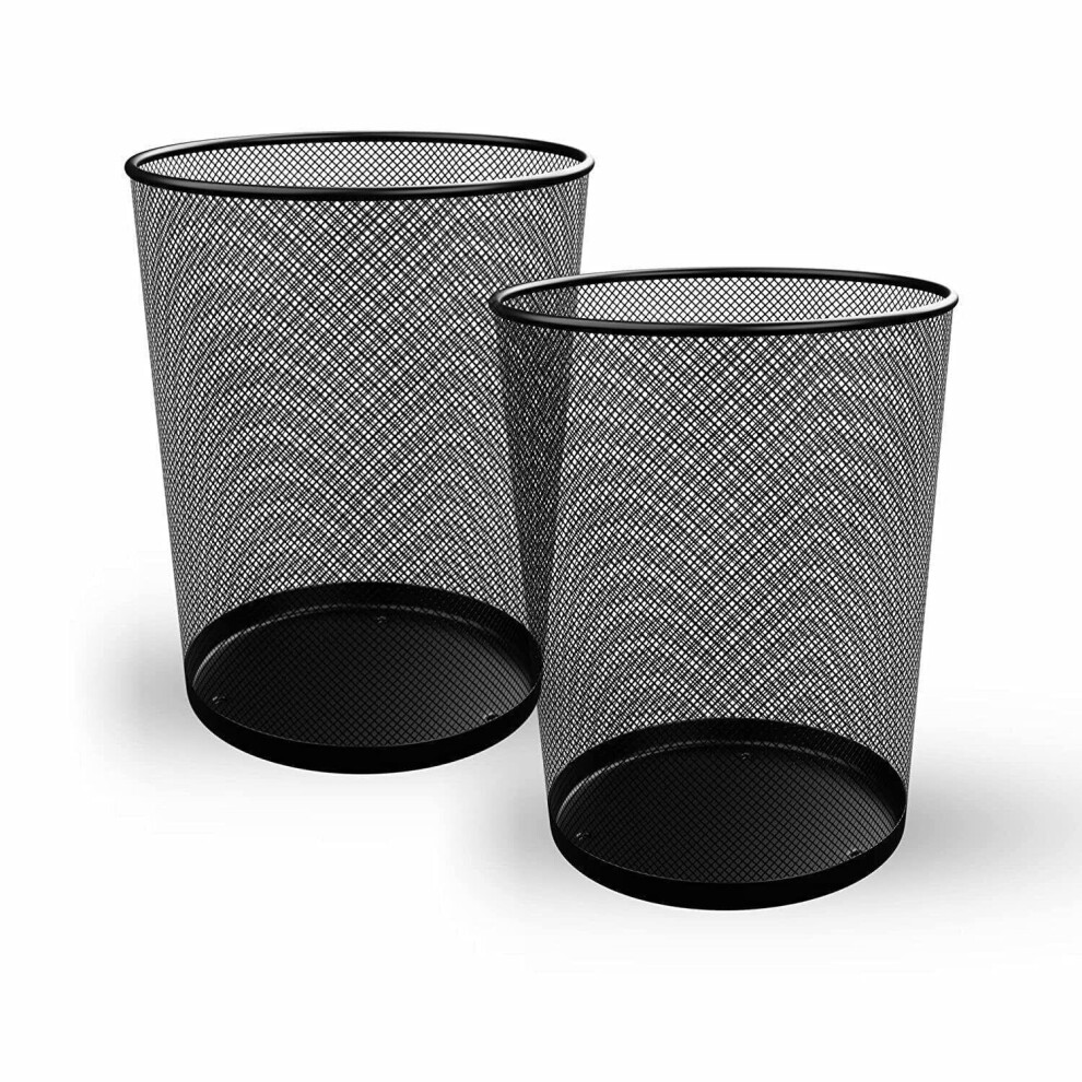 (Pack of 1) MantraRaj Round Mesh Bins Trash Can Bin Black Nonslip Waste Paper Bin 10 liters Pack Of 1/2 Metal Bin Indoor Waste Bin Garbage Rubbish Bin