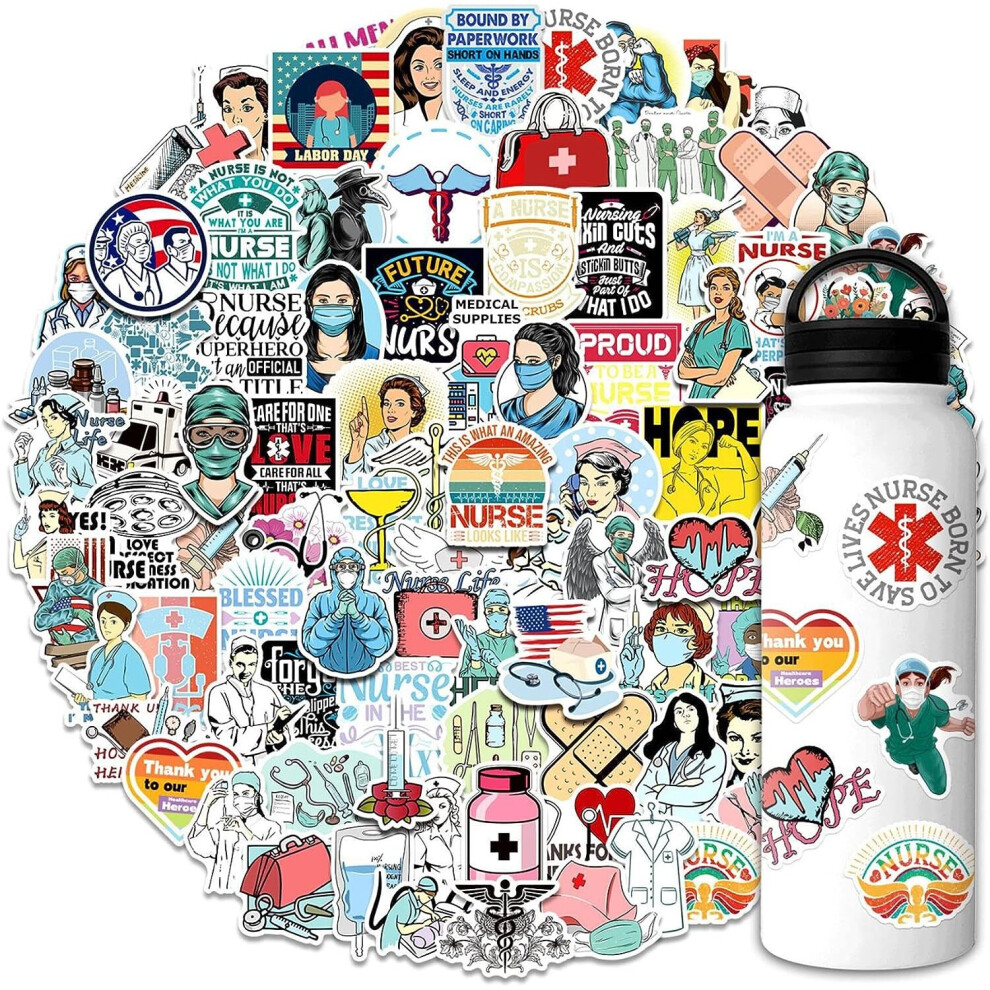 Mascot Wu Miao 100 Nurse Stickers, Beauty Care Gift Cards Vinyl Waterproof Stickers Kettle Laptop Luggage Helmet Skateboard Guitar Scrapbook Mobile Phone.
