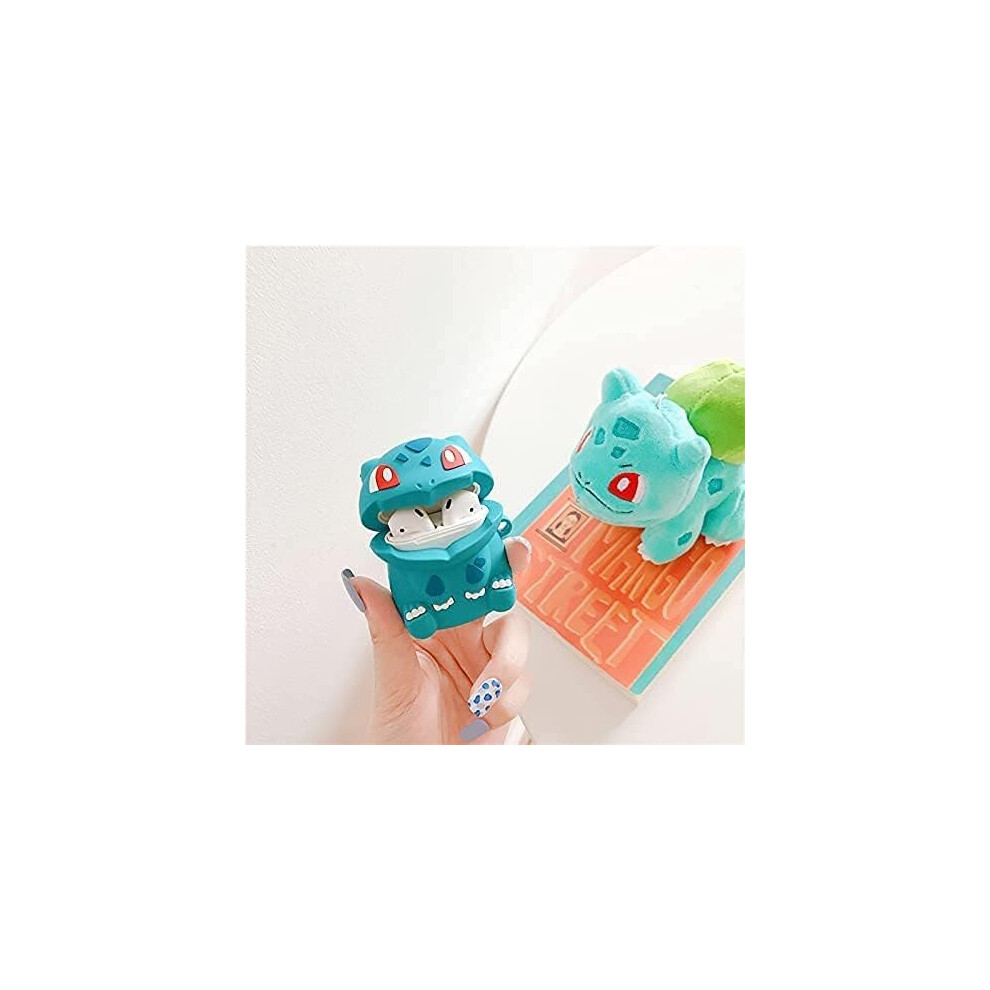 Cute 3D Cartoon Kawaii Fun Airpods 1Â¡2 case,Soft Silicone Shockproof Keychain.for Boys and Girls,Compatible airpods 1Â¡2 (Bulbasaur)