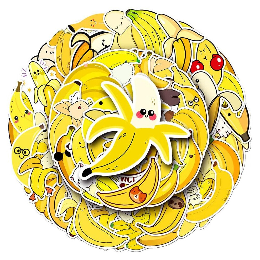 Yellow banana sticker is suitable for children cartoon vinyl waterproof sticker computer mug kettle suitcase mobile phone cup bicycle notebook.