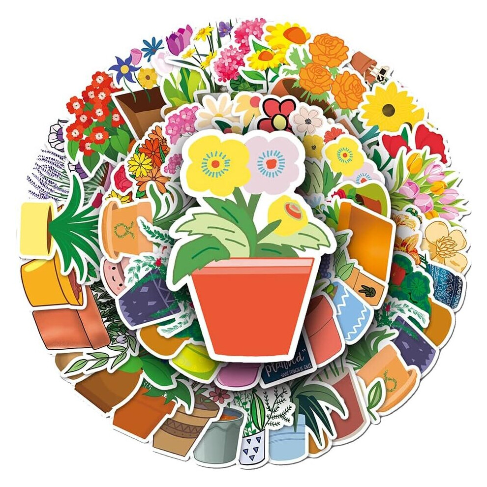 Mascot Flowers, Boys And Girls Cartoon Waterproof Vinyl Sticker Notebook Water Cup Bicycle Suitcase Mobile Phone Scrapbook Decal Package 50Pcs