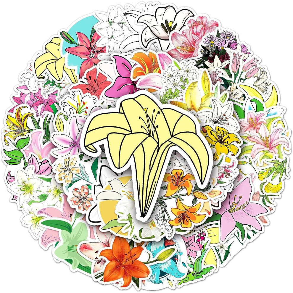 Lily Stickers Decal  Waterproof Vinyl of 60-Suitable for Laptop Travel Case Notebook Phone Car Scrapbook Water Bottle Bike Decals
