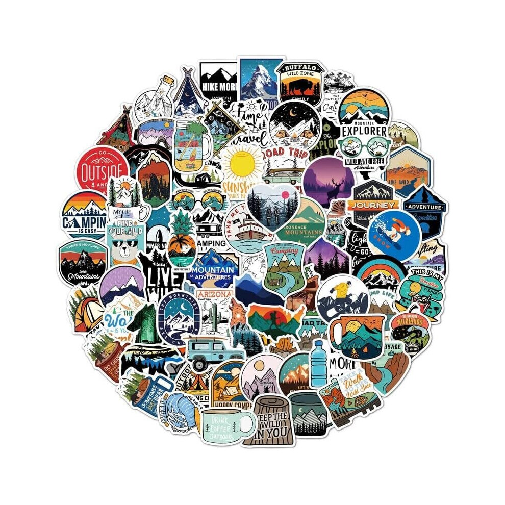 Mascot 100Pcs Water Bottle Laptop Stickers, Waterproof Vinyl Sticker Pack, Gift Skateboard Decal Stickers For Adult Teen Boys(Outdoor Landscape)