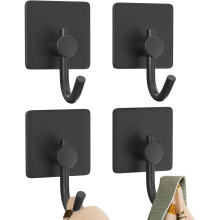 4 Pack Self Adhesive Hooks,Heavy Duty Stick On Wall and Door Hooks for Hanging,Bathroom Towel Hooks and Kitchen Hallway Sticky Back Hooks
