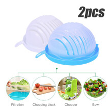 Salad Cutter Key Piece Set, Colander Salad Spinner Salad Bowl, Cutter Maker Vegetable Bowl 3 in 1 Fruit Vegetable Salad