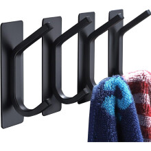 Towel Hook/Adhesive Hooks - Black Wall Hooks Stick for Bathroom and Kitchen Heavy Duty Hooks 4-Pack, Stainless Steel