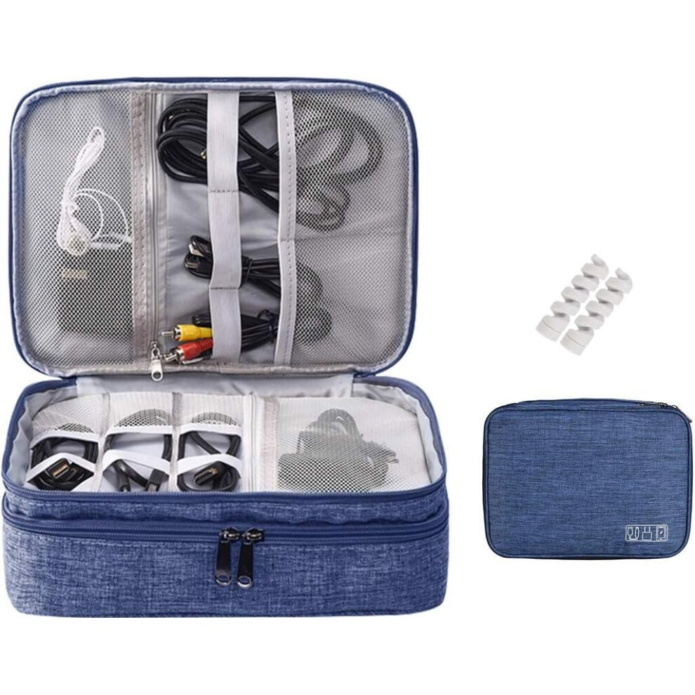 Electronic Storage Bag, Electronic Accessory Bag Travel Cable Storage Bag Three Layer Compatible Hard Disk Drive, Charger 7770197703642
