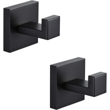 Towel Robe/Coat Clothes Hook Matte Black SUS304 Stainless Steel Square Hanger Wall Hooks Heavy Duty for Bath Kitchen Bedroom Garage 2 Pack