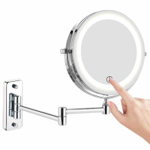 Wall Mounted Makeup Mirror, 10X Magnifying Double Sided LED Lighted Mirror, 360¡ã Swivel Extendable Cosmetic Vanity Mirror