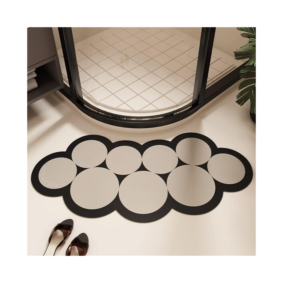 Non Slip Shower Mat Mildew Proof Outdoor Bath Mat Diatomaceous Mud Curved Shower Mat for Bathroom Light and Luxurious Fan Shaped Shower Mat