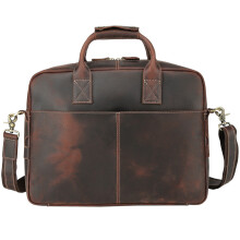 Leather Laptop Briefcase, Waterproof Travel Briefcase 15.6-inch Laptop Bag