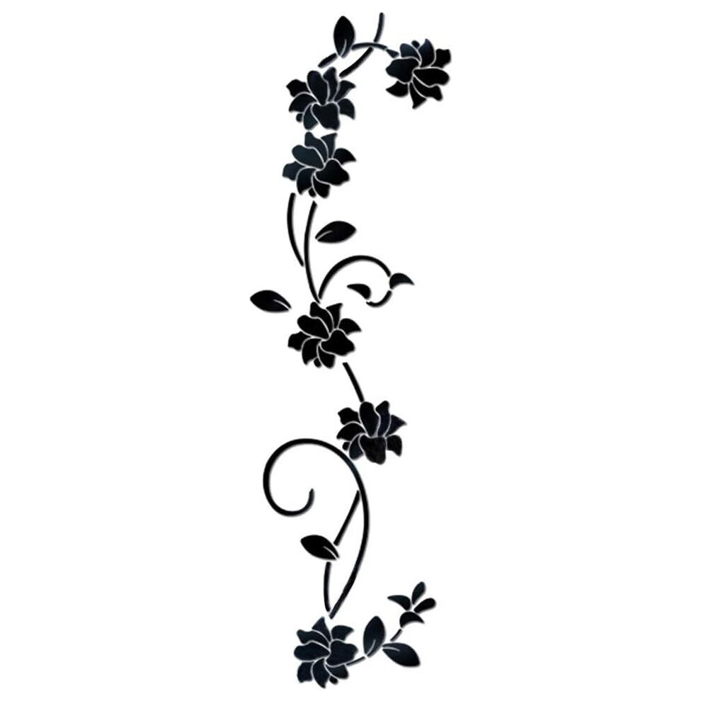 Flower Rattan Acrylic Mirror Wall Sticker, Elegant Mirror Wall Sticker, Wall Sticker Mirror Wall Decoration
