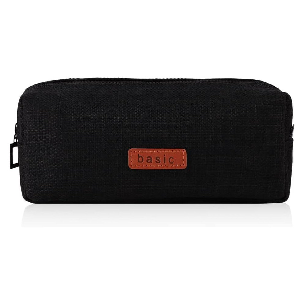 Tianfu Black Small Pencil Case Pencil Pouch Cute Pen Holder Aesthetic Pen Bag Coin Pouch Cosmetic Bag Office Stationery Organizer For Women