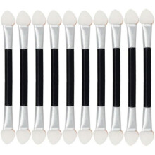 Makeup Brush Set 12 PCS Disposable Dual Sided Oval Sponge Tipped Makeup Eyeshadow Brush Applicator Tool (Black)