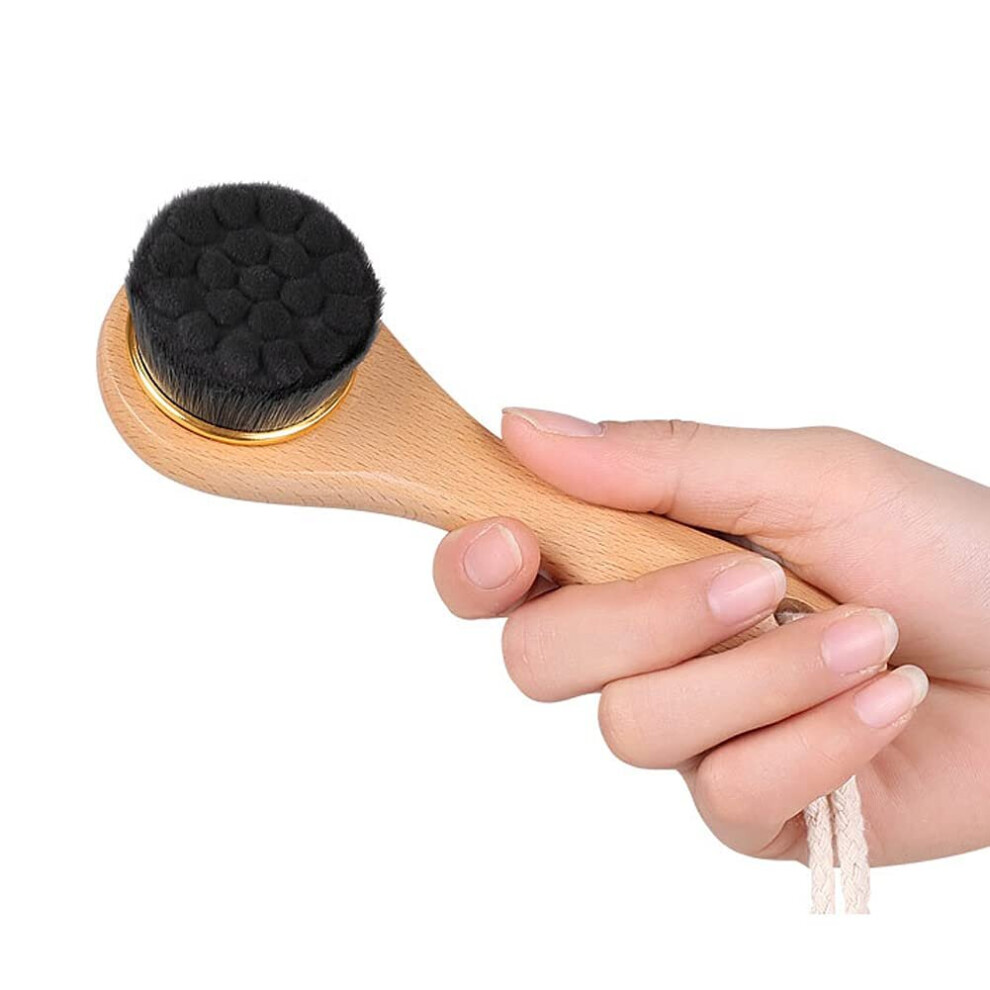 Tianfu Manual Facial Cleansing Brush-Bamboo Charcoal Fiber Bristles And Wooden Handle-Skin Cleanser