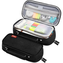 Large Pencil Case Pencil Pouch Aesthetic School Supplies Cute Pencil Bag for Office College Teen Girls Adults (Black)
