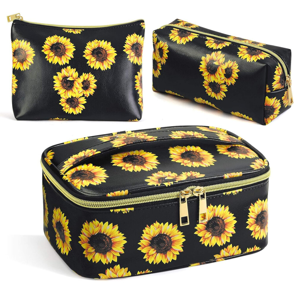 Tianfu Gold 3Pcs Makeup Bags For Women Portable Travel Cosmetic Bag Waterproof Organizer For Purse With Zipper Cute Toiletry Bags