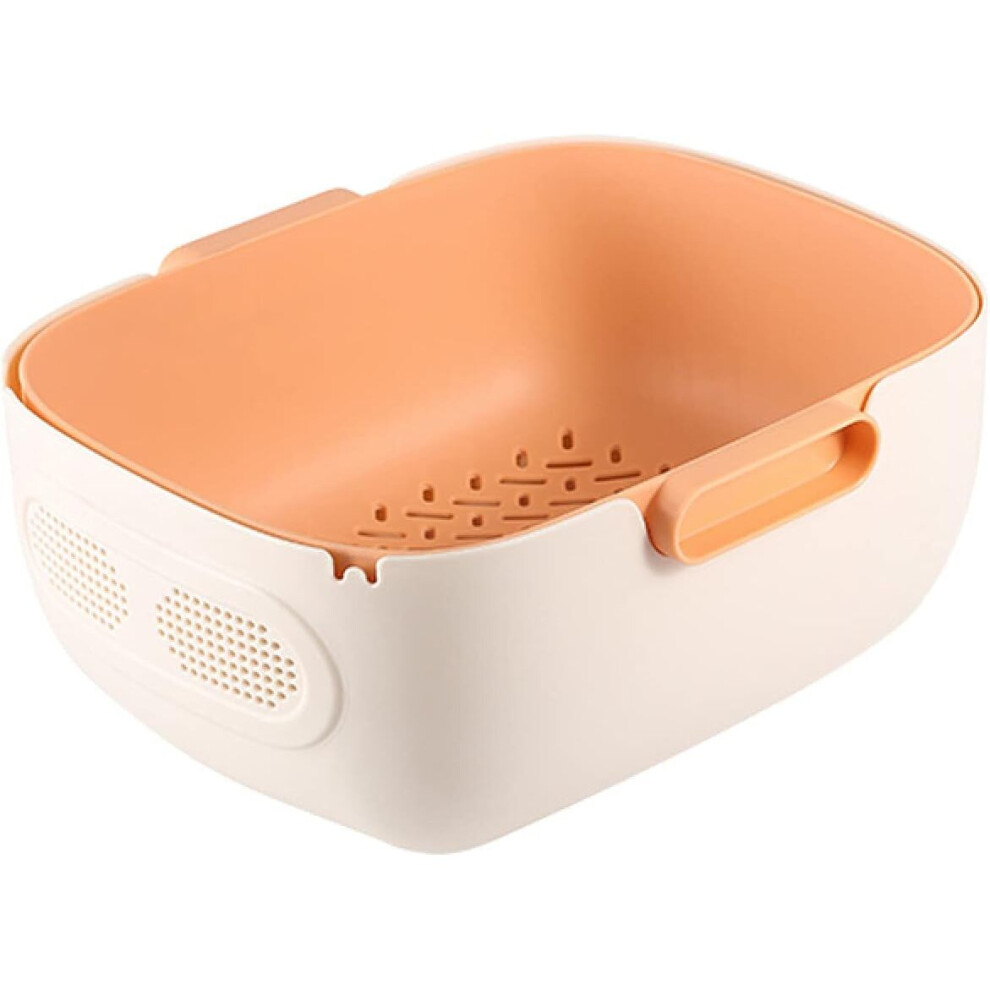 Fruit Vegetable Drain Basket with Double Storage, Removable Mesh Rice Wash Basket Drain Basin, Household Dining-image-OPC-PCFCP2Y-NEW