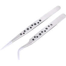 Professional Tweezers Two-Piece Electronics Industrial Anti-Static Curved Straight Tip Precision Stainless Forceps Phone Repair Hand Tools2pcs