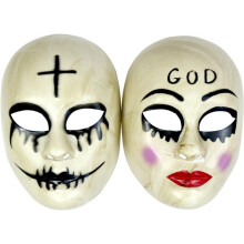 2PCS,The Purge Anarchy Evil Smiley Mask Horror Killer GOD Mask Halloween Movie Costume Cosplay Mask