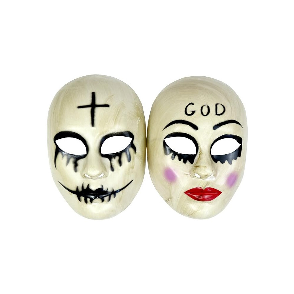 Tianfu 2Pcs,The Purge Anarchy Evil Smiley Mask Horror Killer God Mask Halloween Movie Costume Cosplay Mask Not,Specified