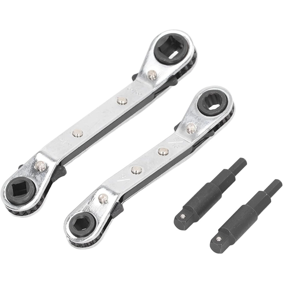 4Pcs Hvac Service Wrench,3/8 To 1/4In 5/16 To 1/4In Hand Refrigeration Tools Set Ratchet Wrench Set With Hexagon Bit Adapter Kitfor Equipment Repair 7770197723671