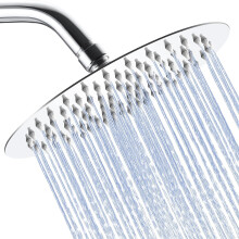8-Inch Ultra-Thin High-Pressure Rain Shower Head - 304 Stainless Steel, High Flow, Swivel Spray Angle