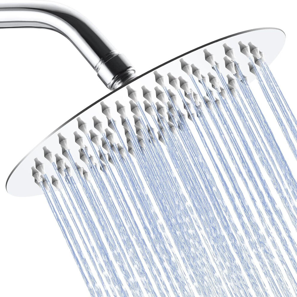 Rain Shower Head 8 Inch, High Pressure Rainfall Shower Head,Swivel Spray Angle, High Flow 304 Stainless Steel Waterfall Shower Heads